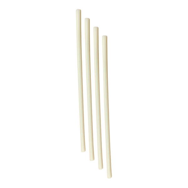 A group of unwrapped natural StrawFish cocktail stirrer straws.