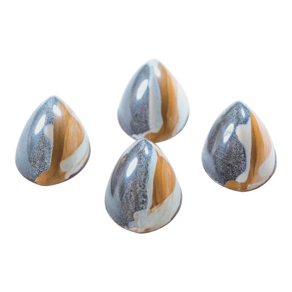 A Pavoni polycarbonate candy mold with 21 egg-shaped compartments.