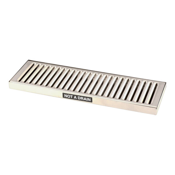 A stainless steel Wilbur Curtis drip tray drain grate.