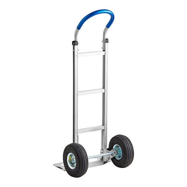 A white Lavex hand truck with blue handles and wheels.