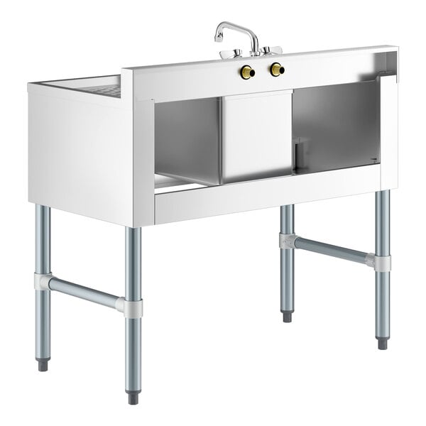 Regency 36" x 18 3/4" One Bowl Underbar Sink with Faucet and Two Drainboards