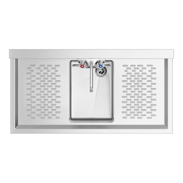 Regency 36" x 18 3/4" One Bowl Underbar Sink with Faucet and Two Drainboards