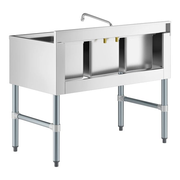 Regency 38 1/2" x 21" Three Bowl Underbar Sink with Faucet