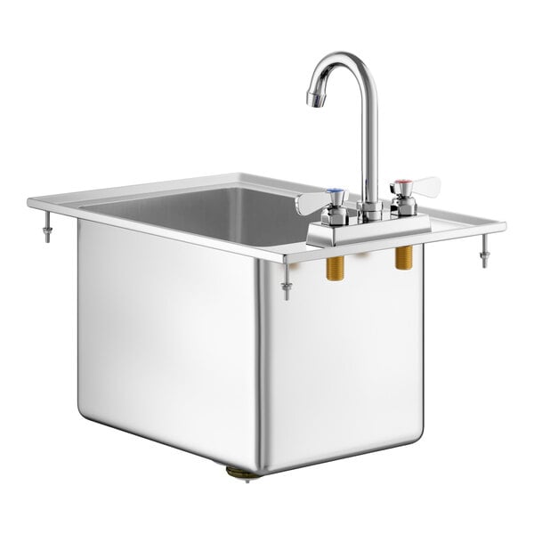 A stainless steel Regency drop-in sink with a faucet.