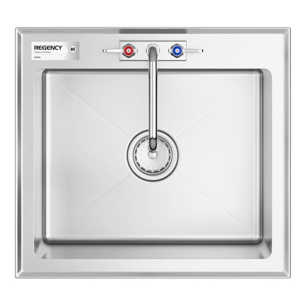 Regency 20" x 16" x 12" 16 Gauge Stainless Steel One Compartment Drop-In Sink with 8" Swing Faucet
