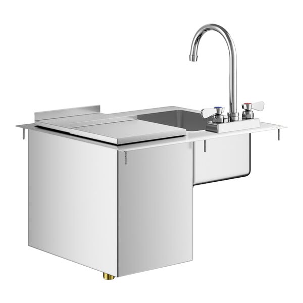 A Regency stainless steel drop-in hand sink with faucet.