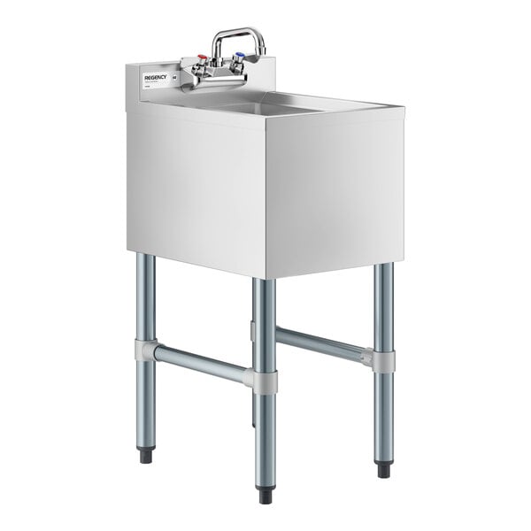 Regency 14 1/2" x 18 3/4" One Bowl Underbar Dump Sink with Faucet