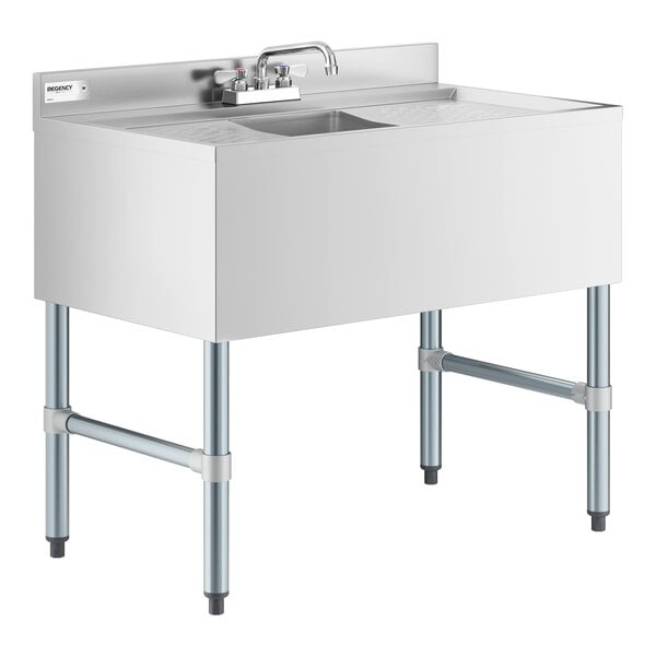 Regency 36" x 21" One Bowl Underbar Sink with Faucet and Two Drainboards