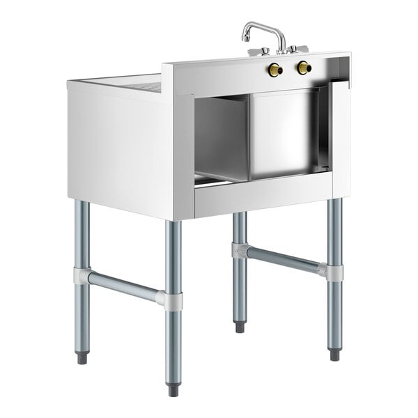 Regency 24" x 18 3/4" One Bowl Underbar Sink with Faucet and Right Drainboard