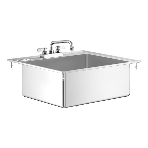Regency 20" x 16" x 8" 16 Gauge Stainless Steel One Compartment Drop-In Sink with 8" Swing Faucet