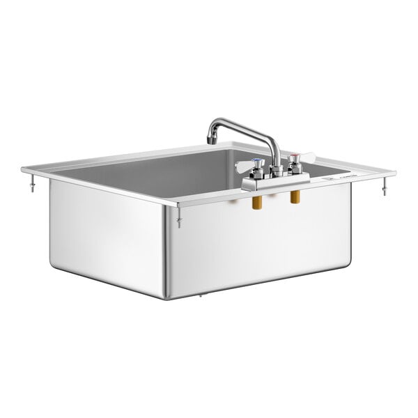 Regency 20" x 16" x 8" 16 Gauge Stainless Steel One Compartment Drop-In Sink with 8" Swing Faucet