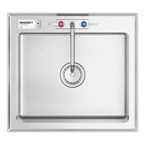 Regency 20" x 16" x 8" 16 Gauge Stainless Steel One Compartment Drop-In Sink with 8" Swing Faucet