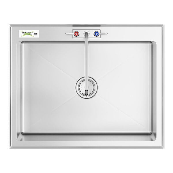 A Regency stainless steel drop-in sink with a faucet above it.