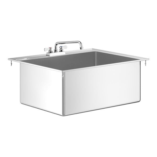 Regency 28" x 20" x 12" 16 Gauge Stainless Steel One Compartment Drop-In Sink with 12" Swing Faucet