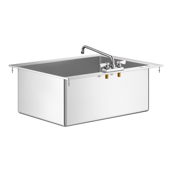 Regency 28" x 20" x 12" 16 Gauge Stainless Steel One Compartment Drop-In Sink with 12" Swing Faucet