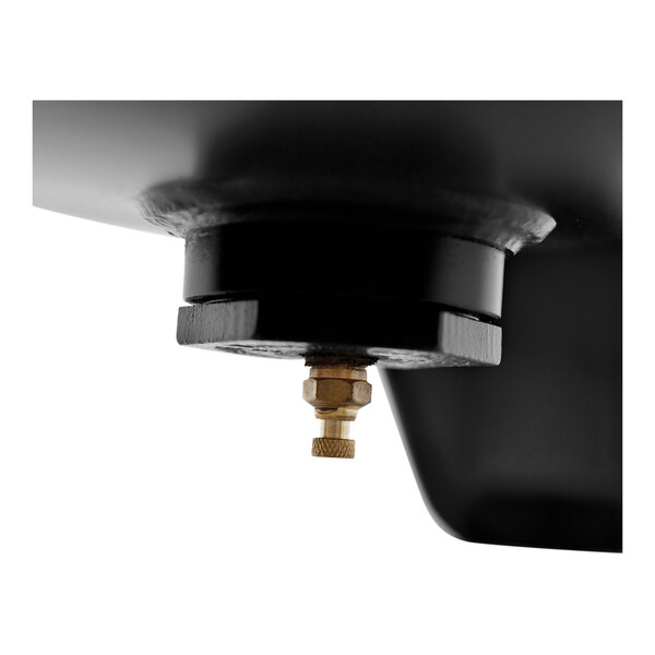 A close-up of a metal object with black accents, including the air compressor's motor.