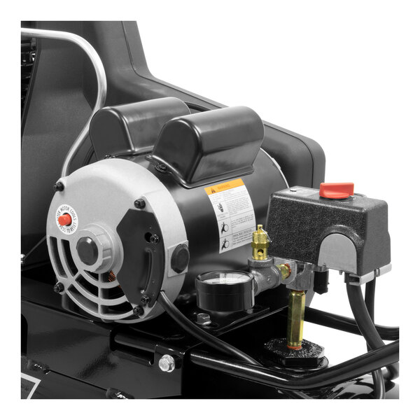 An Industrial Air portable horizontal air compressor with a cast iron pump.