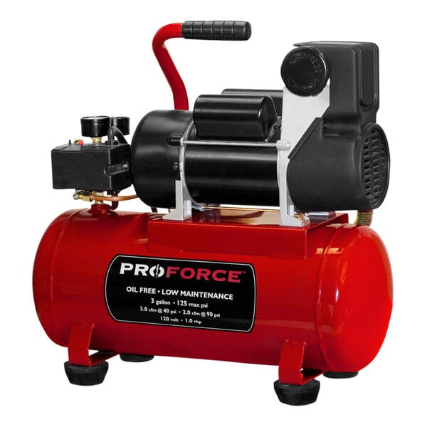 A red and black ProForce air compressor.