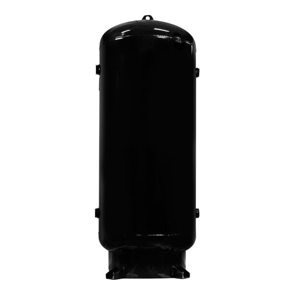 A black rectangular Industrial Air powder-coated steel air receiver on a white background.