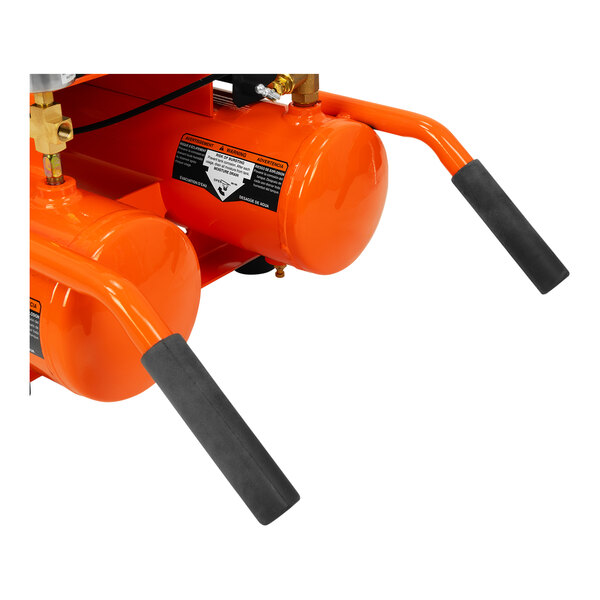 An orange and black Industrial Air Contractor wheelbarrow air compressor.