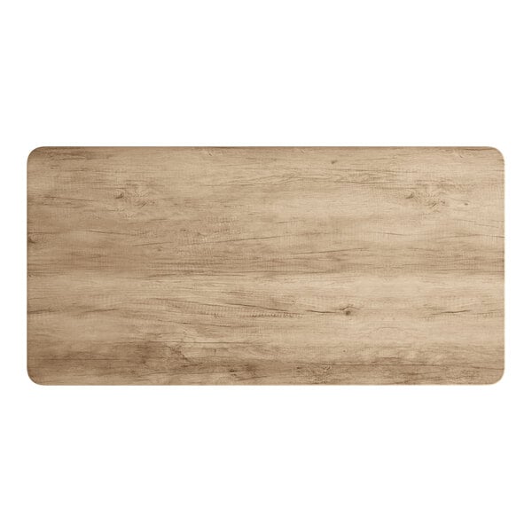 A rectangular wood table top with a gray wood finish.