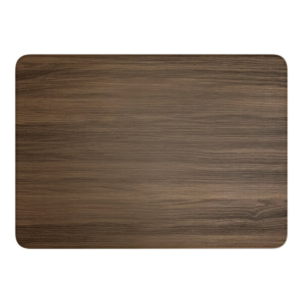 A Lancaster Table & Seating rectangular wood table top with a dark brown finish.