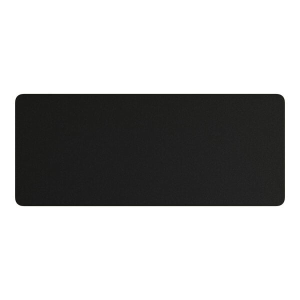 A black rectangular object with a white background.