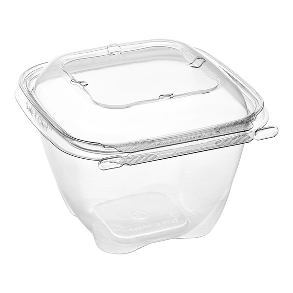 A case of Inline Plastics Safe-T-Chef clear plastic deli containers with dome lids.