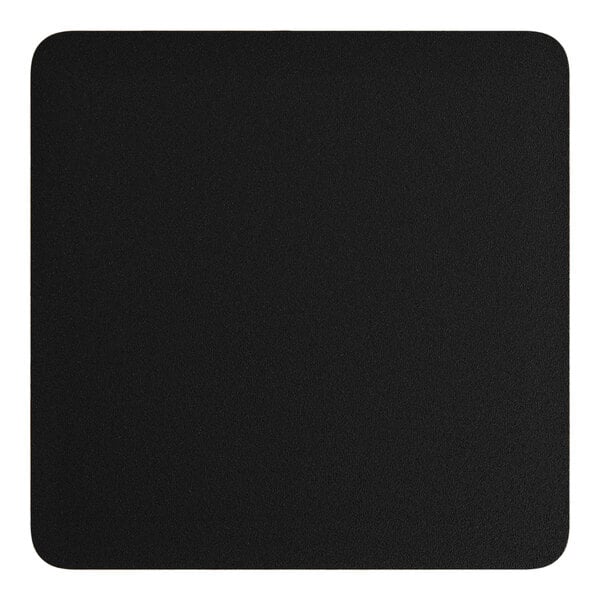 A black square table top with a white border.