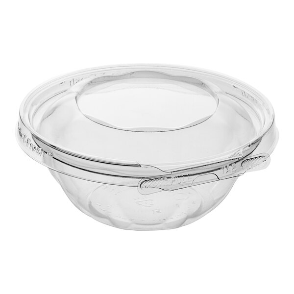 A clear plastic Inline Plastics Safe-T-Fresh deli container with a clear lid.