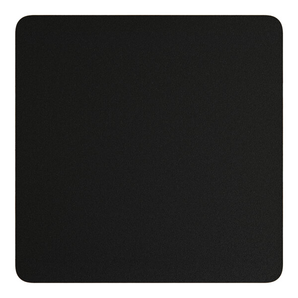 A black square Lancaster Table & Seating table top with a barnwood finish.