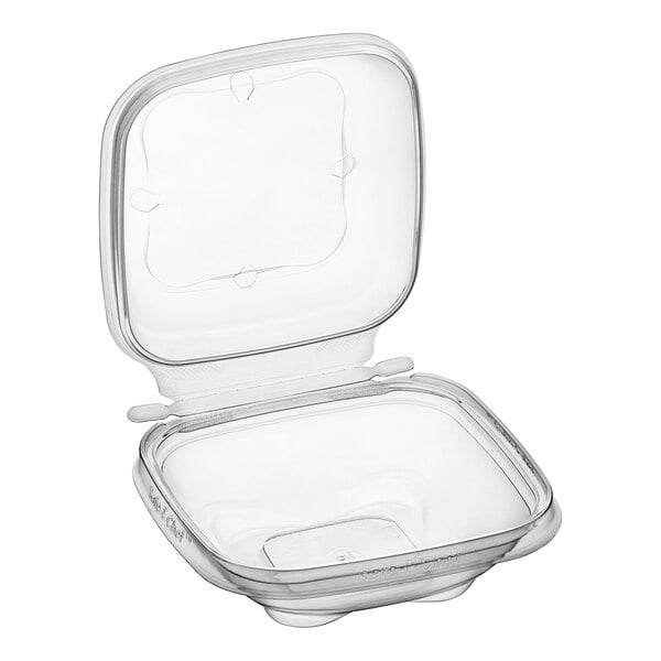 A clear Inline Plastics Safe-T-Chef deli container with a dome lid.