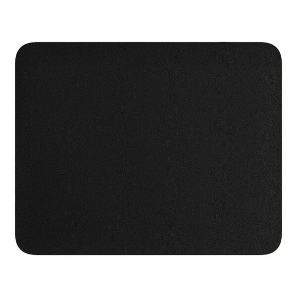 A rectangular black table top with a white border.
