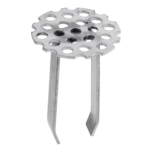 An Avantco drain strainer with a metal flower pot shape and holes.