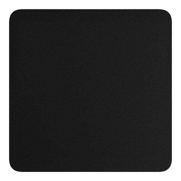 A black square table top with a white border.