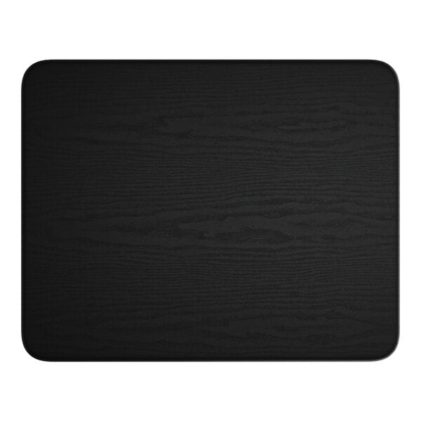 A black wood rectangular table top with a white stripe.