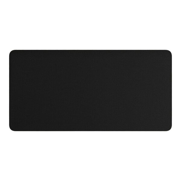 A black rectangular Lancaster Table & Seating table top with a barnwood finish.