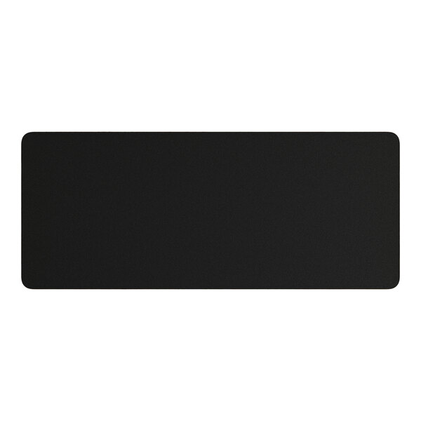 A black rectangular object with a white background.