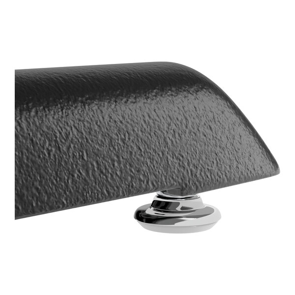 A close-up of a dark walnut table top.