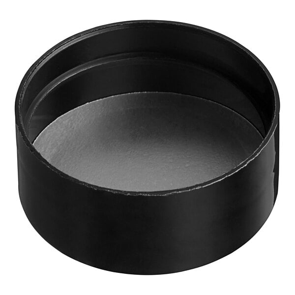 A black circular 48/485 polypropylene spice cap with a round surface.