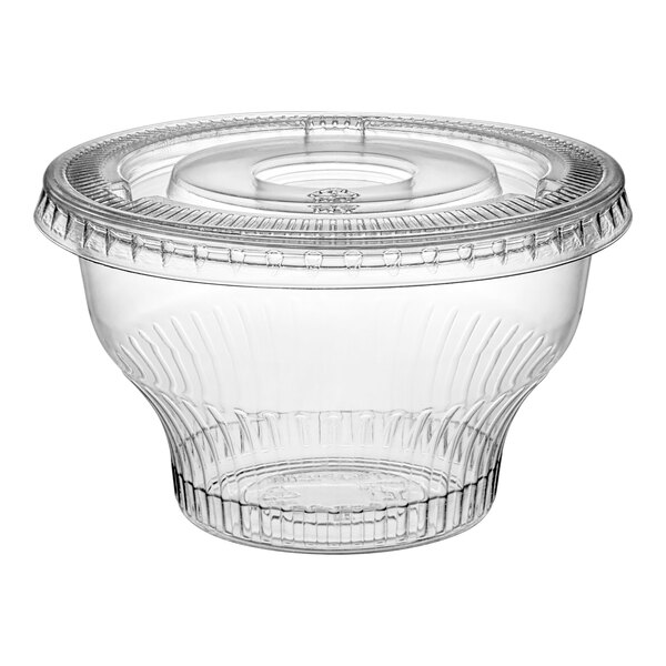 A Choice clear plastic dessert cup with a flat lid.