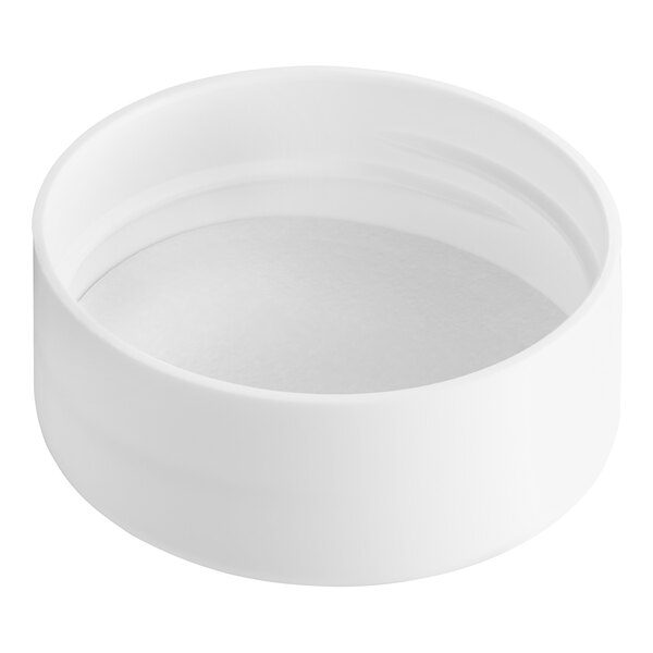 A white round container with a clear lid.