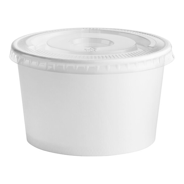 Choice 8 oz. White Paper Frozen Yogurt / Food Cup with Flat Lid