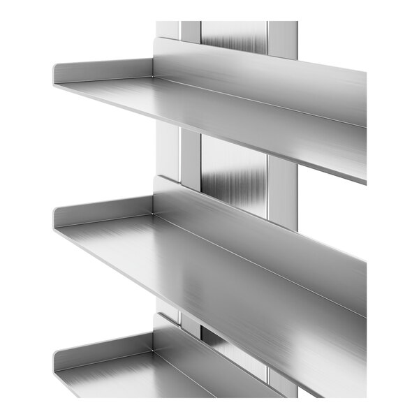 A stainless steel Cooking Performance Group countertop oven stand with shelves.