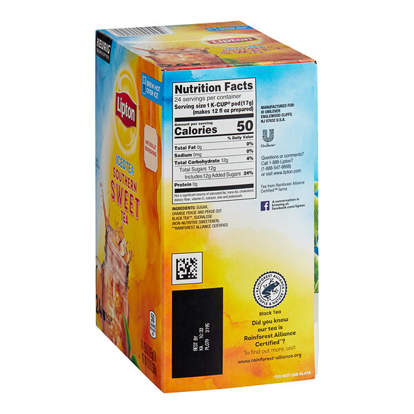 A box of Lipton Southern Sweet Iced Tea K-Cup Pods.
