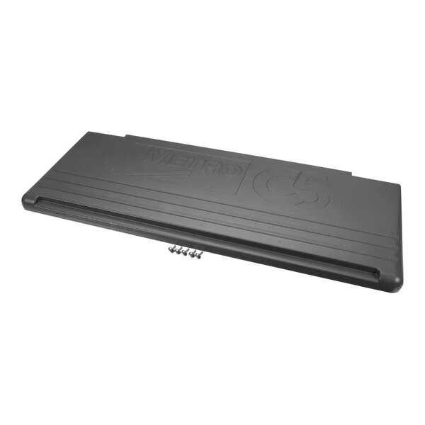 A black rectangular Metro bottom side panel with a logo.