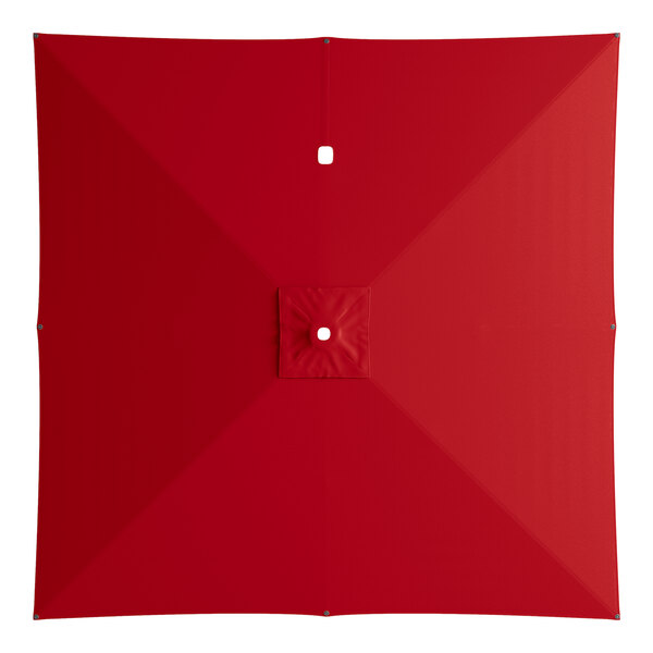 A red square umbrella canopy with a square hole in the center.