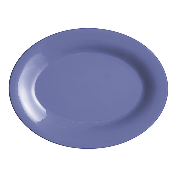 A purple platter with a wide rim on a white background.