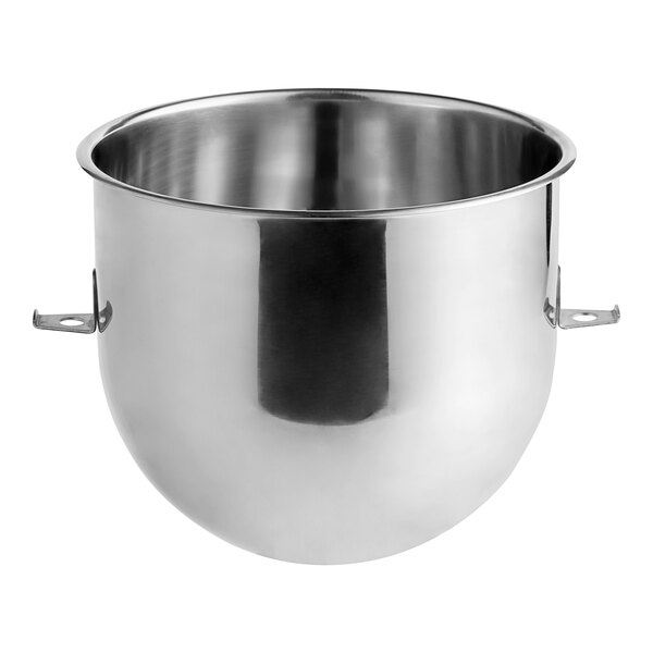 A silver stainless steel MainStreet Equipment mixing bowl with handles.