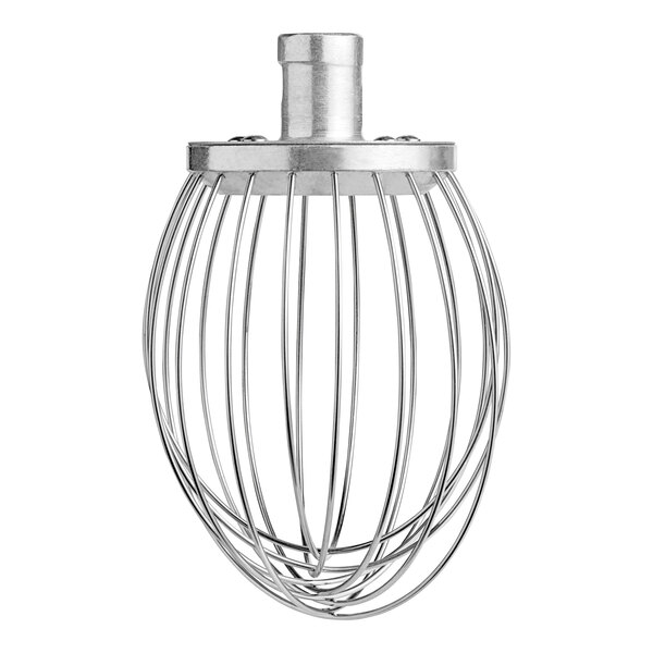 A silver wire whip with a handle.